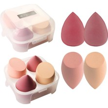 MUJGAN 4'lü Standlı Makyaj Süngeri Seti Pembe Renk Yıkanabilir ve Yumuşak Malzeme ile Profesyonel Kullanım