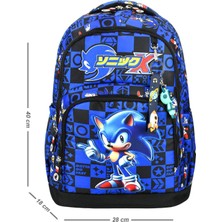 Sonic 2 Mavi Üçlü Erkek Çocuk Ilkokul Okul Çantası Seti (Çanta Termal Beslenme Çantası Kalemlik)