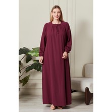 Kadın Büyük Beden Gofre Kumaş Kare Yaka Elbise