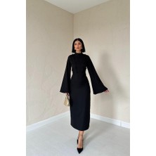 Gökyüzü Moda Siyah Tek Kollu Elbise