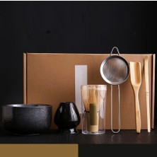 6 Parça Japon Tarzı Matcha Seti - Siyah