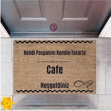 Kapı Önü Paspası Dekoratif Dijital Baskı Cafe P-2554