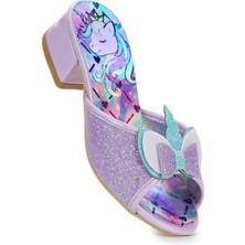 Kiko Kids Unicorn Kız Çocuk Topuklu Simli Abiye Terlik Lila Renk Mikrofiber Malzeme ile Şık Tasarım