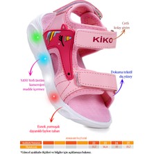 Kiko Kids Unicorn Günlük Işıklı Cırtlı Kız Bebek Sandalet Ayakkabı
