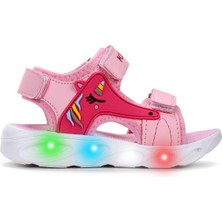 Kiko Kids Unicorn Günlük Işıklı Cırtlı Kız Bebek Sandalet Ayakkabı