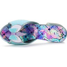 Kiko Kids Unicorn Kız Çocuk Topuklu Simli Abiye Terlik Su Yeşili