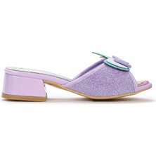Kiko Kids Unicorn Kız Çocuk Topuklu Simli Abiye Terlik Lila
