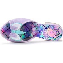 Kiko Kids Unicorn Kız Çocuk Topuklu Simli Abiye Terlik Lila
