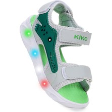 Kiko Kids Arnı Günlük Işıklı Cırtlı Erkek Çocuk Sandalet Ayakkabı Gri