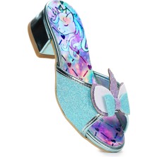 Kiko Kids Unicorn Kız Çocuk Topuklu Simli Abiye Terlik Su Yeşili