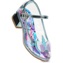 Kiko Kids Unicorn Kız Çocuk Topuklu Abiye Şeffaf Ayakkabı Su Yeşili