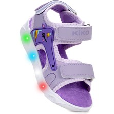 Kiko Kids Unicorn Günlük Işıklı Cırtlı Kız Bebek Sandalet Ayakkabı Lila