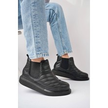 ET205 Boston Bağcıksız Cilt Erkek Spor Bot St - Siyah