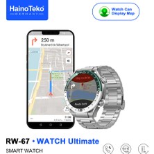 Haino Teko Rw- 67 Akıllı Saat | Bluetooth Arama | IP67 Su Geçirmez | Gps Destekli | Kalp Ritmi & Spo2 & Tansiyon | 3 Kordon (Metal, Silikon, Deri)