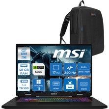 MSI Crosshaır 17 Hx Aı D2XWGKG-017TR Intel Core Ultra 9-275HX Aı 48GB 1tb Ssd+1tb SSD 8GB/RTX5070 Gddr7 115W 18"2.5k Windows 11 Home Taşınabilir Bilgisayar W017TRH20+ZETTAÇANTA