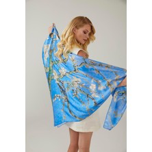 Deriderim Mavi Van Gogh Almond Blossoms Ipek Şal