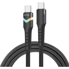 LED Işıklı 65W Hızlı Şarj Kablosu - Usb-C Den Usb-C Ye (1 Metre)