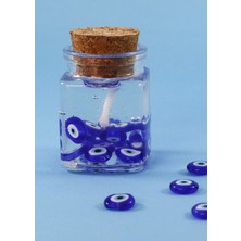 El Yapımı Cam Nazar Boncuklu Şeffaf Mum, Hediyelik Nazar Boncuklu Mum Şişesi