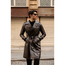 Erkek Hakiki Deri Trençkot