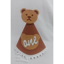 Retro Ayıcık Temalı One Şapka 1 Yaş Doğum Günü Şapkası Kukuleta One 1 Yaş Ayıcık Temalı Şapka Süsü