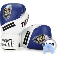 Titan Sport Mavi Beyaz Hayalet Kurukafa Desenli Boks Eldiveni 2'li Set