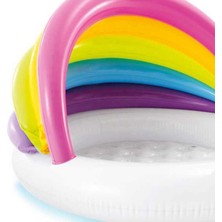 intex Unicorn Gölgelikli Şişme Bebek Havuzu – Gölgelikli Bebek Botu  Renkli Gökkuşağı Desenli