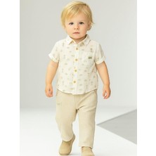 Erkek Bebek Keten Desenli Pantolonlu Takım