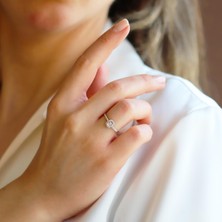 Mini Baget Taşlı Gümüş Yüzük