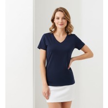 V Yaka Kısa Kollu T-Shirt