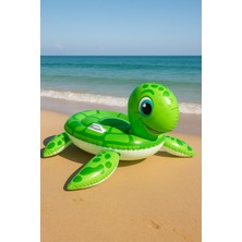 Caretta Caretta Şekilli Şişme Deniz Yatağı – 140X140 cm | Tutma Kulplu Sevimli Kaplumbağa Havuz Oyuncağı