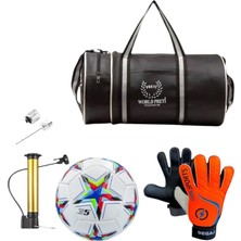 Degaj Çocuk ve Yetişkin Kaleci Eldiveni Silindir Spor Çanta Futbol Topu Pompa Hediyeli
