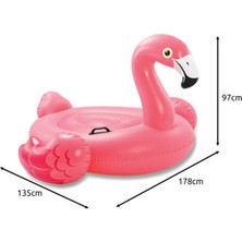 Şişme Pembe Flamingo Deniz Yatağı – 178X135X97 cm | Tutma Kulplu Dev Havuz Oyuncağı