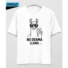 No Drama Llama Oversize T-Shirt – Cool Lama Kulübü Beyaz