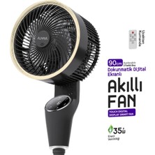 Akıllı Vantilatör 90CM - Dijital Ekranlı | Sessiz & Uzaktan Kumandalı | 3 Kademeli Fan