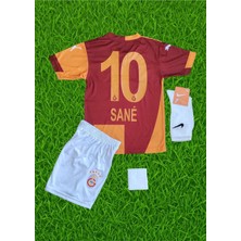 2024/2025 Yeni Leroy Sane 5 Yıldızlı Galatasarây.Çocuk Forması Kırmızı Parçalı Bileklik Çoraplı
