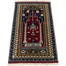 El Dokuma Sıfır Yahyalı Seccade 82X130 Lacivert Kırmızı Namazlık