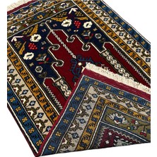 El Dokuma Sıfır Yahyalı Seccade 82X130 Lacivert Kırmızı Namazlık