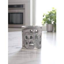 Mermer Desenli El Yapımı Beton Tealight Mumluk & Kalemlik Tealightlık Taş Tozu