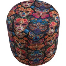 Karnaval Maske Desenli 40*40 Yuvarlak Puf