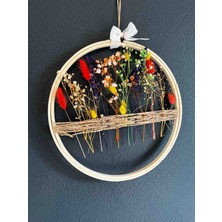 🌿"kır Baharı"-Doğal Çiçekli Kasnak (27 Cm)Duvar Tablosu/duvar Süsü