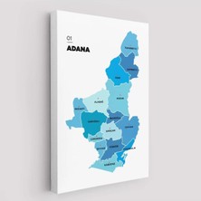 Adana Ili ve Ilçeler Haritası  Dekoratif Kanvas Tablo 1247
