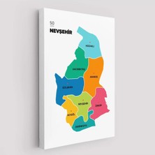 Nevşehir Ili ve Ilçeler Haritası  Dekoratif Kanvas Tablo 1427