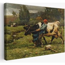 Ineği  Çeken Köylü Kızı Duvar TABLOSU-6522