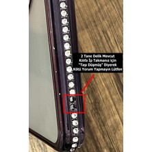iPhone 14 Pro Max Mor Yanları Taşlı Kamerası Korumalı ve Simli Magsafeli Koruyucu Kılıf