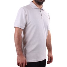 Twister 2290 Gri Günlük Kısa Kol Normal Kesim Pamuklu Fermuarlı Polo Yaka Erkek Tişört
