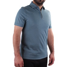 Twister 2298 Yeşil Günlük Kısa Kol Normal Kesim Pamuklu Fermuarlı Polo Yaka Erkek Tişört