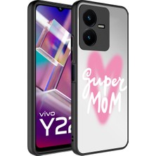 Vivo Y35 Kılıf Aynalı Desenli Kamera Korumalı Parlak Iktk Mirror Kapak-Süper Anne