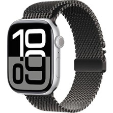 Apple Watch 10 46MM Iktk KRD-121 Metal Hasır Kordon-Siyah