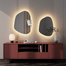 Asimetrik LED Işıklı Dekoratif Ayna – Modern Duvar Aynası (AYP183-L)