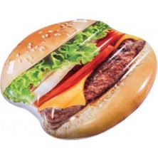 Hamburger Şekilli Dev Şişme Ada Yatak – 145X142 cm Renkli Havuz Keyfi Için Eğlenceli Tasarım
